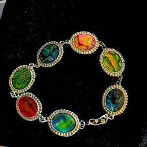 Abalone Bracelet with silver oval Links